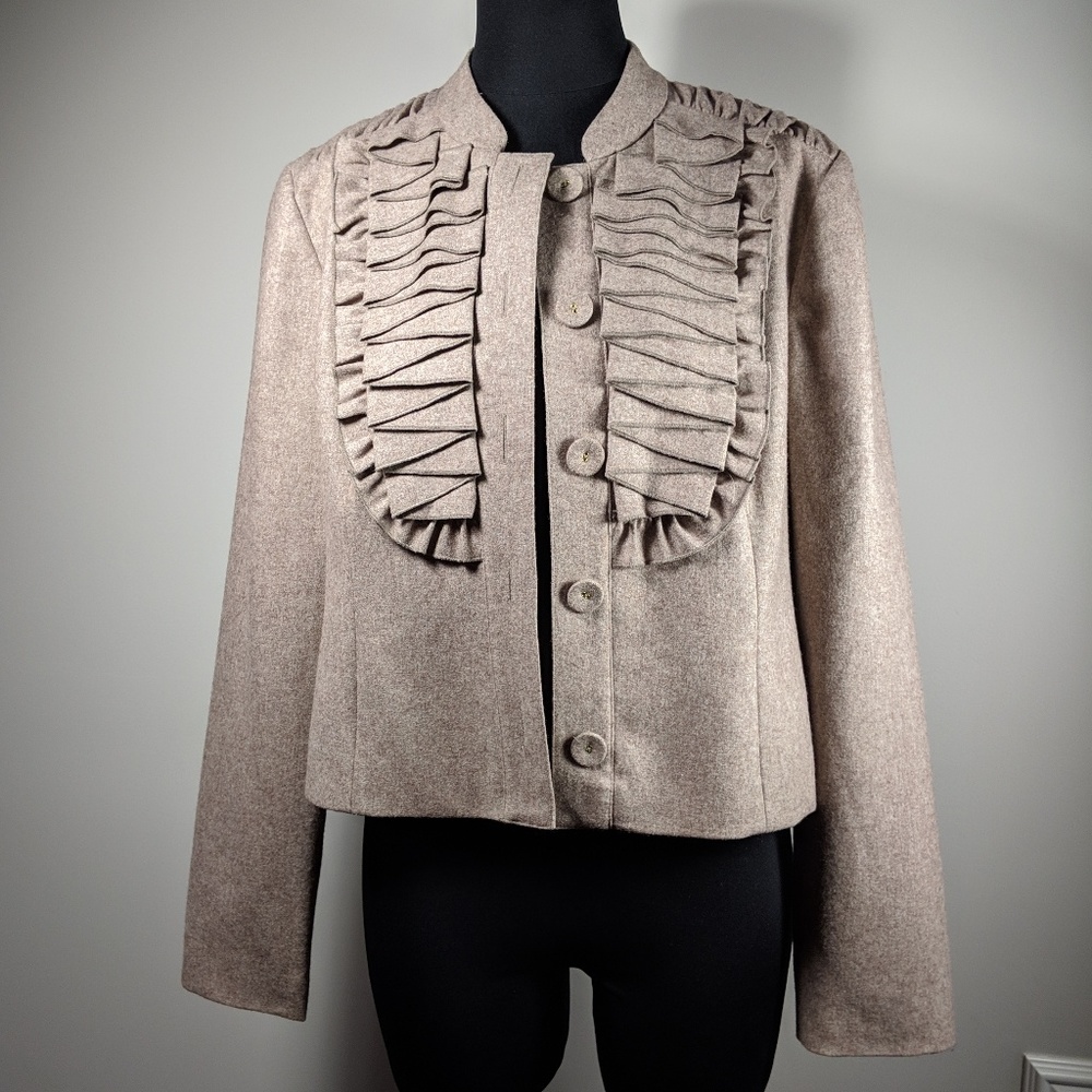 Anthropologie Tabitha Military Ruffle Blazer Sz 12